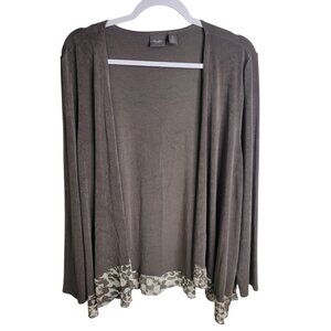 Chico's Travelers Womens Open Front Animal Print Mesh Hem Cardigan Jacket Size 3